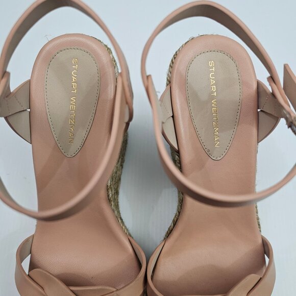 Stuart Weitzman Braida Max Wedge Womens 7 Tan Leather Espadrille Sandal NEW - Picture 9 of 14